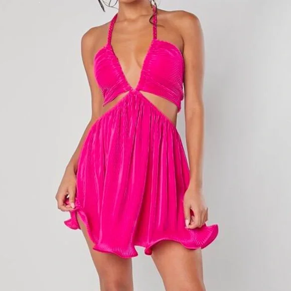 Vibrant Pink Halter Dress - Picture 5 of 7